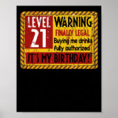 Waarschuwing van niveau 21 jaar oude 21e verjaarda poster (Voorkant)