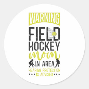 Waarschuwing veldhockeymoeder Veldhockeymoeder in Ronde Sticker