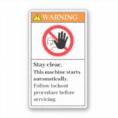 Waarschuwing Verblijf wissen Etiket Sticker (Voorkant)