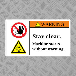 Waarschuwing Verblijf wissen Etiket Sticker
