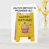 Waarschuwing verjaardag in uitvoering dus.. kaart (Gele Bloem)