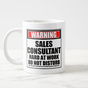 Waarschuwing Verkoopconsultant hard op het werk Grote Koffiekop