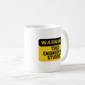 Waarschuwing vermoeide ingenieursstudent koffiemok (Voorkant rechts)