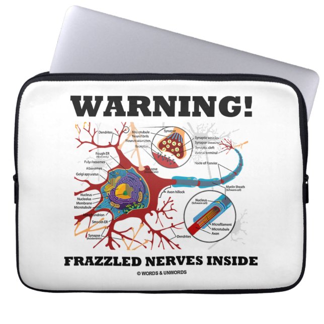 Waarschuwing! Verplette zenuwen in neonsynaps Laptop Sleeve (Voorkant)