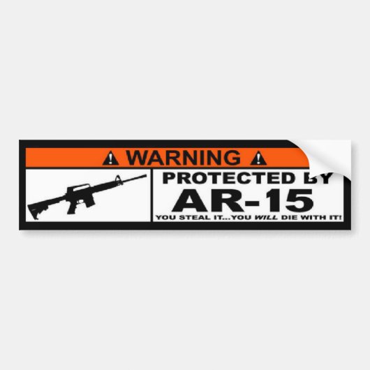 WAARSCHUWING - VERTROUWD DOOR AR-15 Bumpersticker (Voorkant)