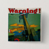 Waarschuwing! Vierkante Button 5,1 Cm (Voorkant)