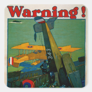 Waarschuwing! Vierkante Sticker