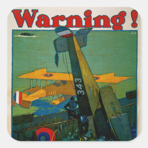 Waarschuwing! Vierkante Sticker
