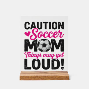 Waarschuwing Voetbalmoeder Hard Vintage Shirt Ontw Acryl Bord