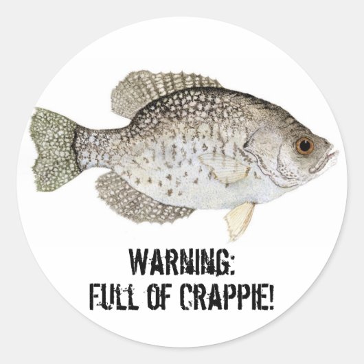 Waarschuwing: Vol Crappie Ronde Sticker (Voorkant)