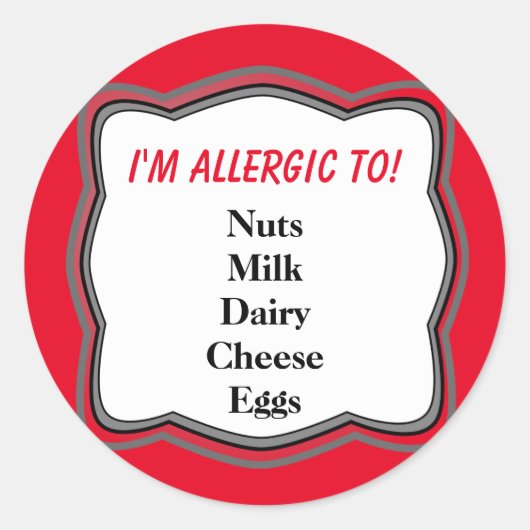 Waarschuwing voor allergie ronde sticker (Voorkant)