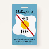 Waarschuwing voor allergie voor eieren badge (Voorkant)