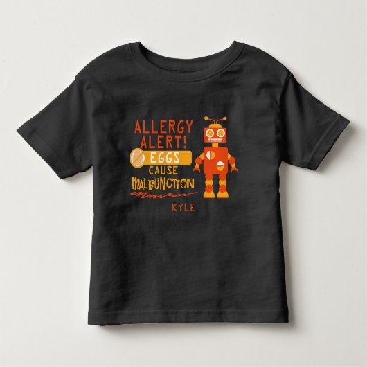 Waarschuwing voor allergie voor Oranje roboteieren Kinder Shirts (Voorkant)