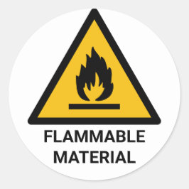 Waarschuwing voor brandbaar materiaal, brandgevaar ronde sticker