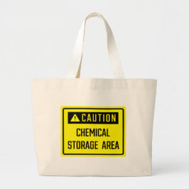 Waarschuwing voor chemisch opslaggebied grote tote bag