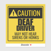 Waarschuwing voor dove bestuurder sticker (Vel)