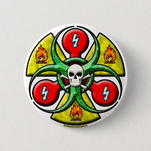 Waarschuwing voor extreme gevaren ronde button 5,7 cm