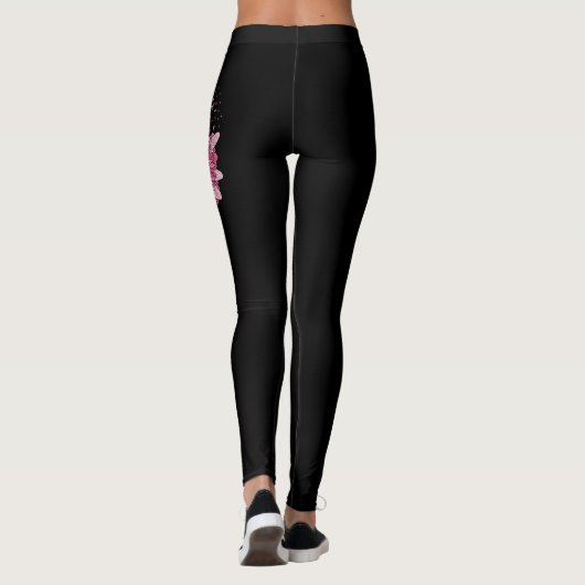 Waarschuwing voor Faith Pink Flower Breast Cancer Leggings (Achterkant)