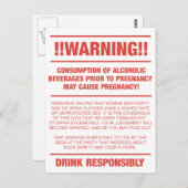 Waarschuwing voor funny alcohol en zwangerschap briefkaart (Voorkant / Achterkant)