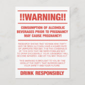 Waarschuwing voor funny alcohol en zwangerschap briefkaart (Voorkant)