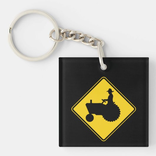 Waarschuwing voor Funny Boerderij Tractor Road Sleutelhanger (voorkant)