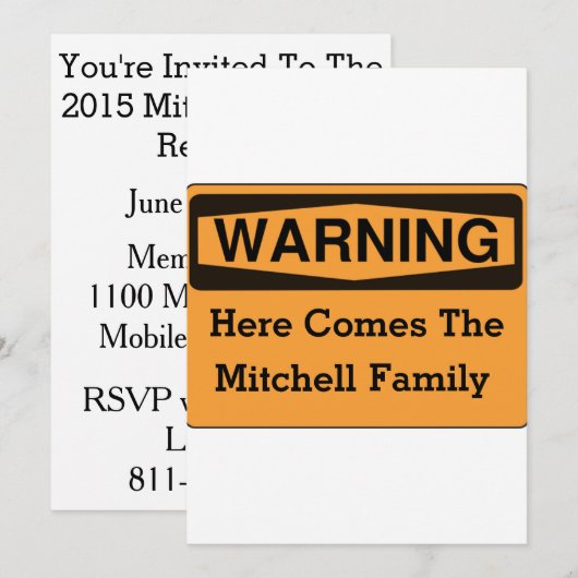 Waarschuwing voor gezinshereniging binnen de famil kaart (Voorkant / Achterkant)