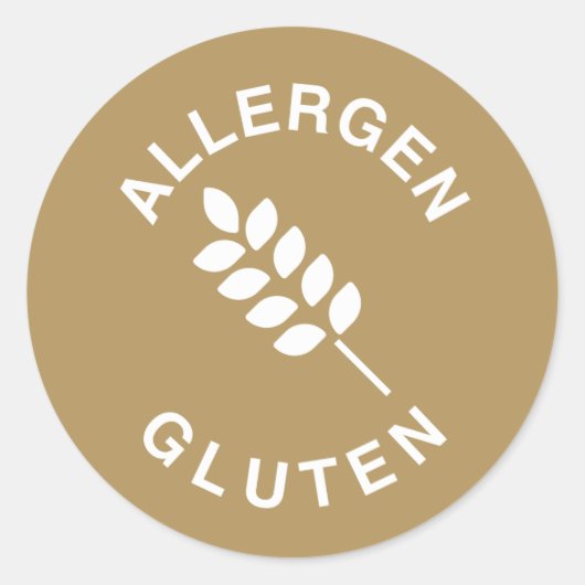 Waarschuwing voor glutenallergie ronde sticker (Voorkant)
