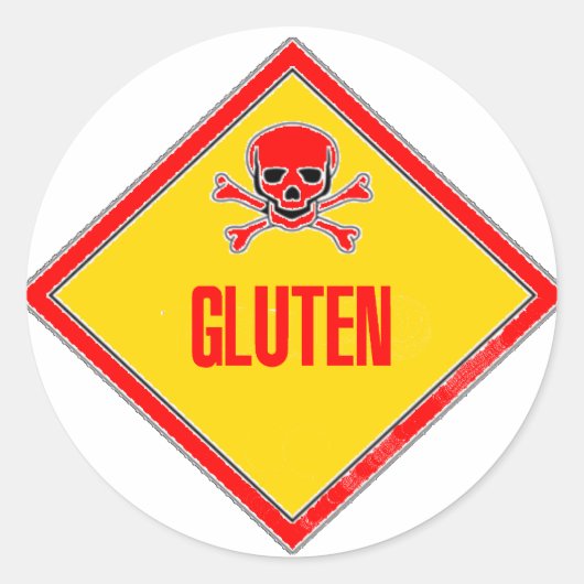Waarschuwing voor glutengif ronde sticker (Voorkant)