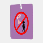 Waarschuwing voor hotroze metalen Ornament (Voorkant links)