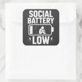 Waarschuwing voor lage sociale batterij vierkante sticker (Tas)