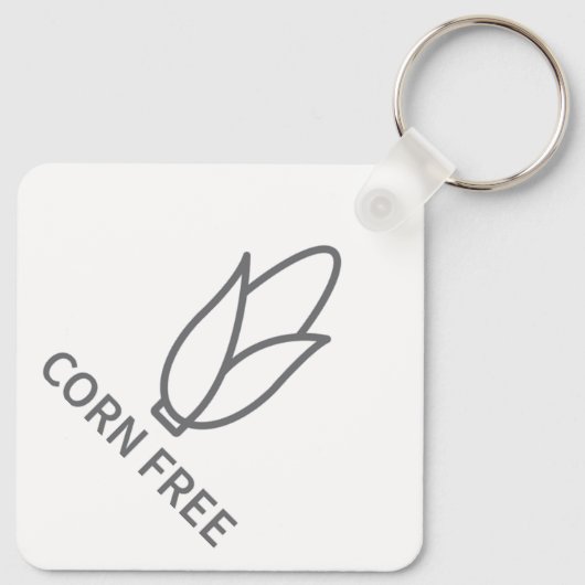Waarschuwing voor maïsvrije allergie sleutelhanger (Achterkant)