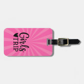Waarschuwing voor meisjes met roze pet lugg bagagelabel (Voorkant horizontaal)