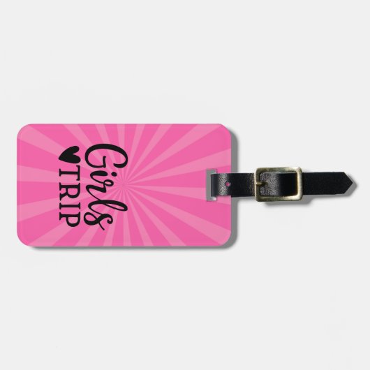 Waarschuwing voor meisjes met roze pet lugg bagagelabel (Voorkant horizontaal)