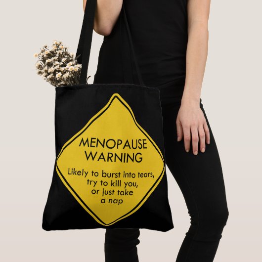 Waarschuwing voor menopauze tote bag (Dichtbij)