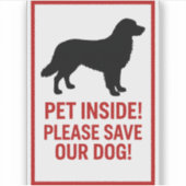 Waarschuwing voor noodgevallen bij huisdieren sticker (Voorkant)