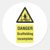 Waarschuwing voor onvolledige plaats van gevaarsca ronde sticker (Voorkant)