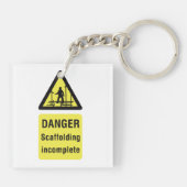 Waarschuwing voor onvolledige plaats van gevaarsca sleutelhanger (Achterkant)