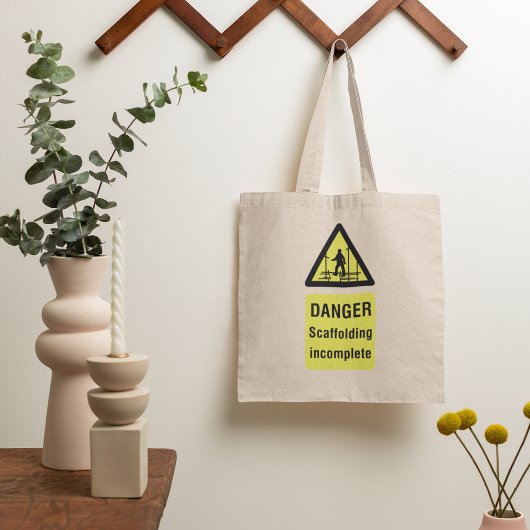 Waarschuwing voor onvolledige plaats van gevaarsca tote bag