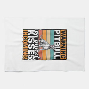 Waarschuwing voor Pitbull Kusjes Aankomend Vintage Theedoek