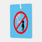 Waarschuwing voor puntenschoenen: Sky Blue Metalen Ornament (Voorkant links)