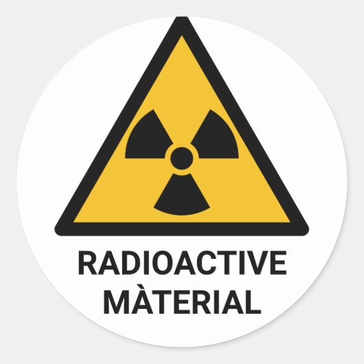 Waarschuwing voor radioactief materiaal, ioniseren ronde sticker (Voorkant)