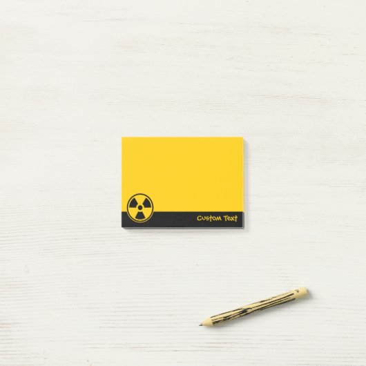 Waarschuwing voor radioactiviteit post-it® notes (Op bureau)