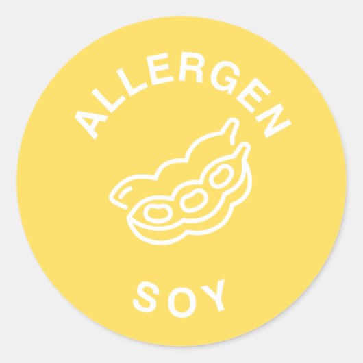 Waarschuwing voor soja-allergie ronde sticker (Voorkant)