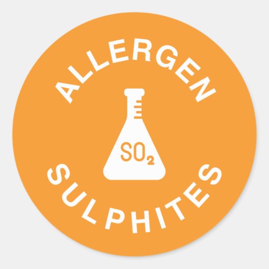 Waarschuwing voor sulfieten allergeen ronde sticker (Voorkant)