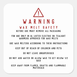 Waarschuwing voor veiligheid bij was-smelt vierkante sticker