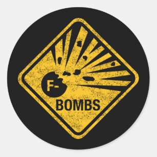 Waarschuwing voor verkeerstekens: exploderende F-B Ronde Sticker