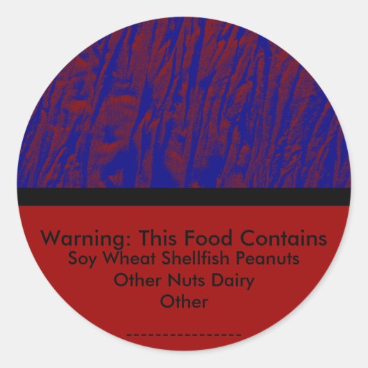Waarschuwing voor voedselallergie Sticker (Voorkant)