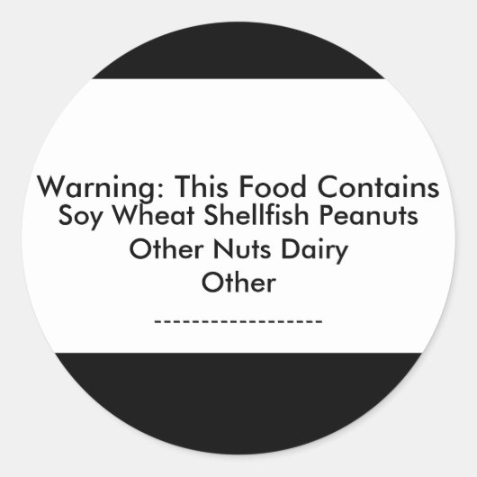 Waarschuwing voor voedselallergie Sticker (Voorkant)