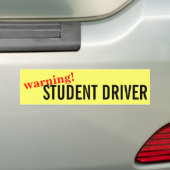 Waarschuwing Voorzichtige Bumpersticker Student Dr (Op auto)