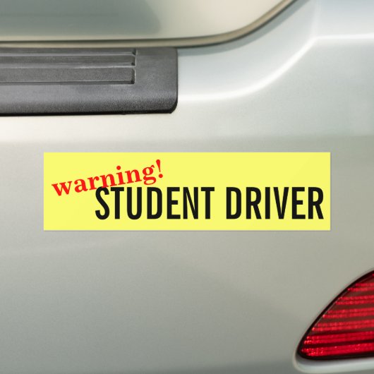 Waarschuwing Voorzichtige Bumpersticker Student Dr (Op auto)